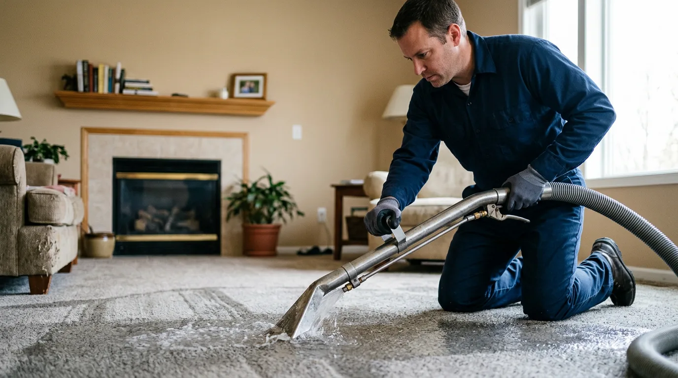 Water damage restoration technician working near Utica, MS